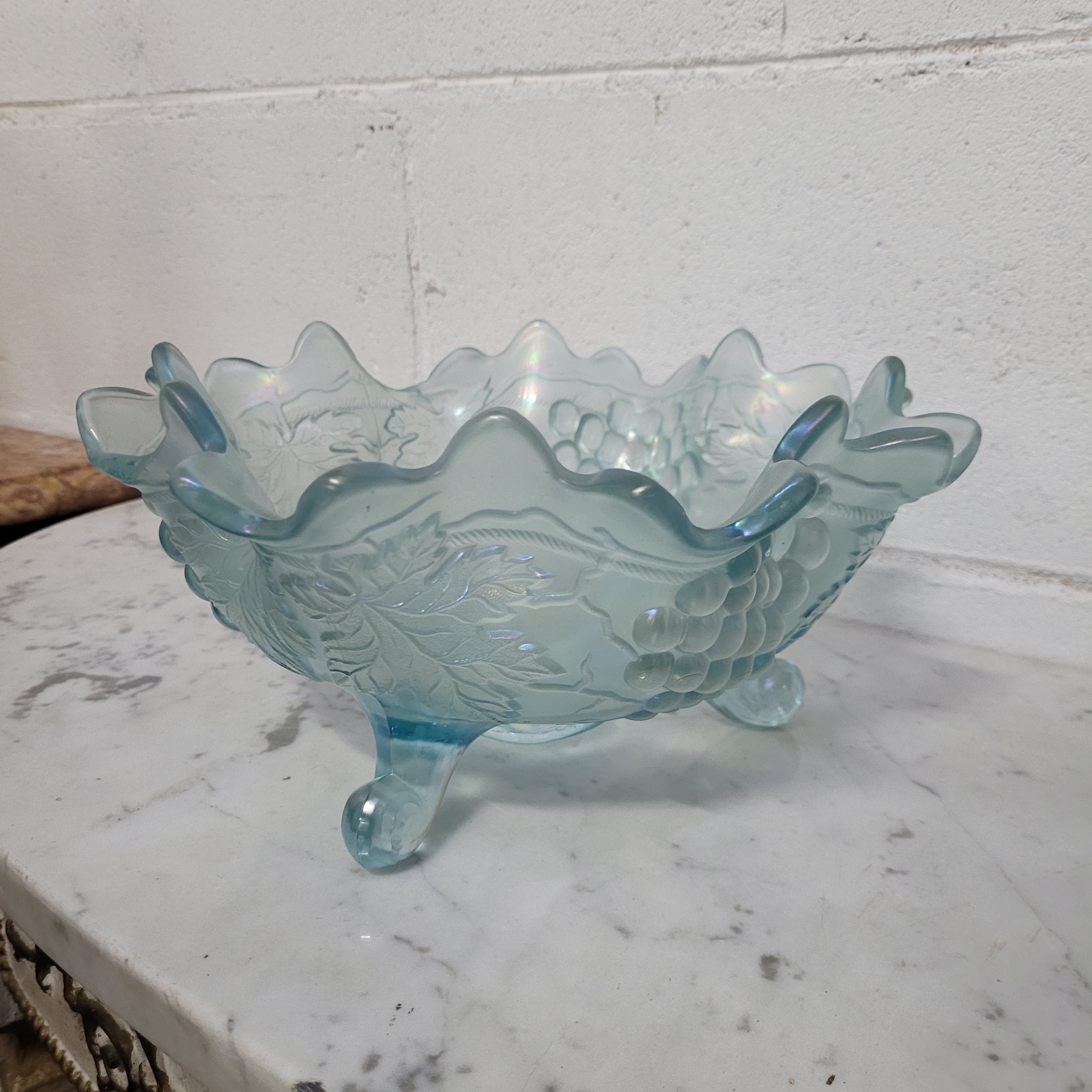 Rare Northwood Ice Blue Grape & Cable Bowl | Antique & Vintage | Moonee Ponds Antiques | Australia Wide Delivery