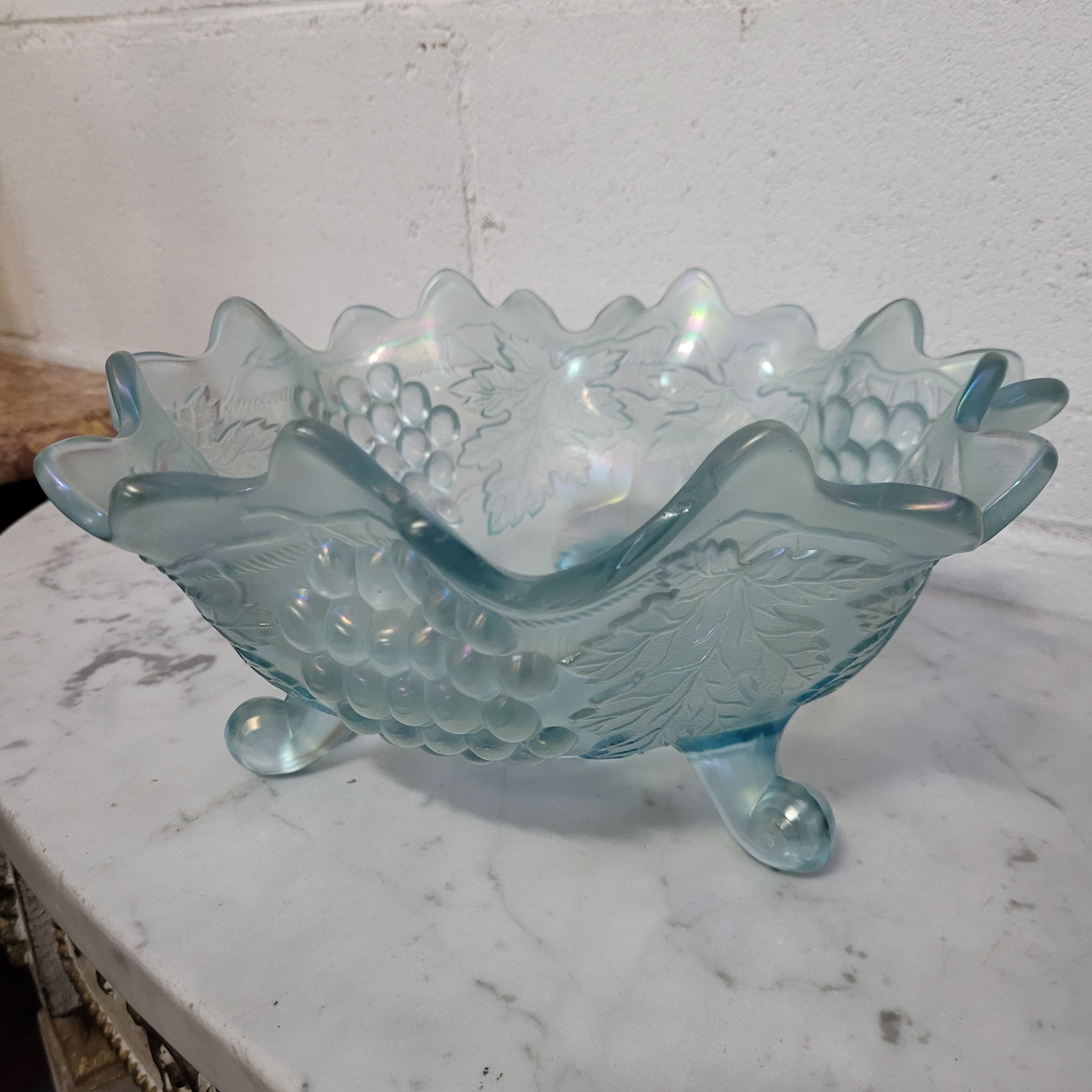 Rare Northwood Ice Blue Grape & Cable Bowl | Antique & Vintage | Moonee Ponds Antiques | Australia Wide Delivery