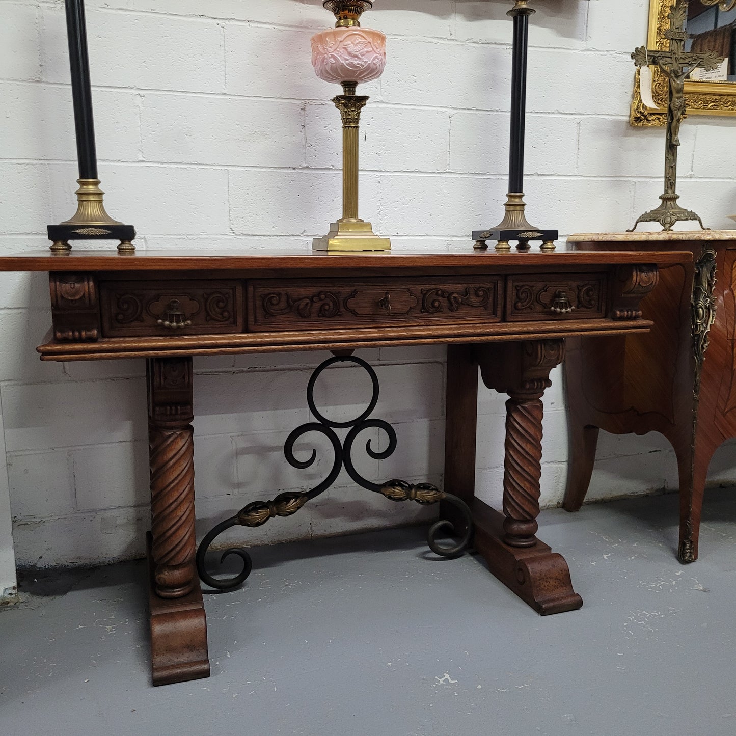 Amazing French Oak Spanish Style Console Table