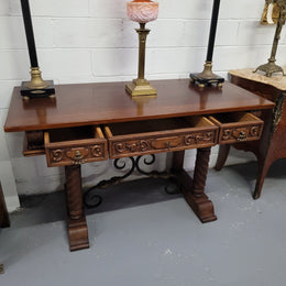 Amazing French Oak Spanish Style Console Table