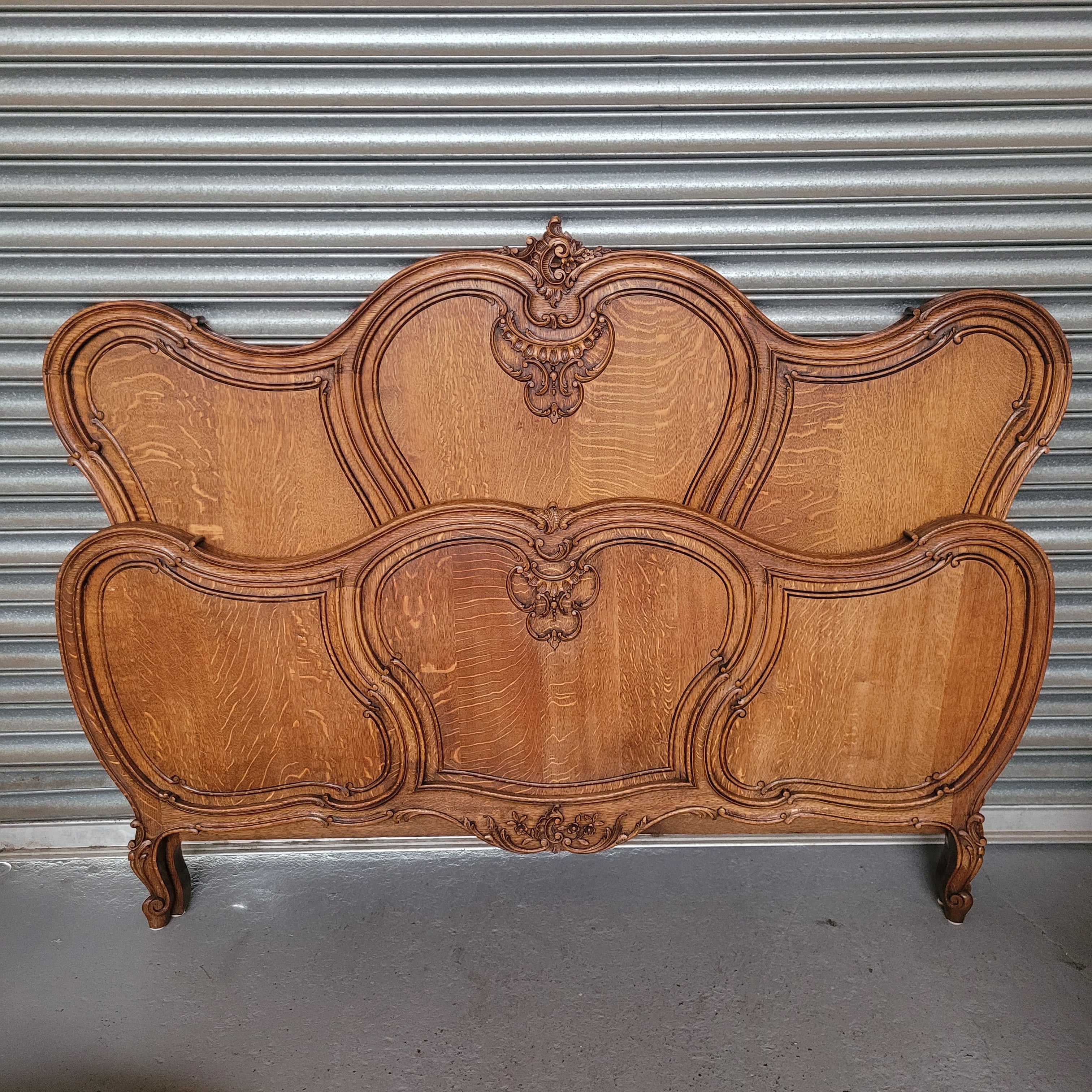 Beautifully Carved French Oak Louis XV Style Queen Size Bed | Antique & Vintage | Moonee Ponds Antiques | Australia Wide Delivery