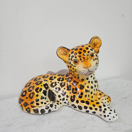 Vintage Italian Ceramic Young Leopard