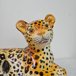 Vintage Italian Ceramic Young Leopard