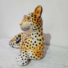 Vintage Italian Ceramic Young Leopard