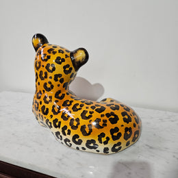 Vintage Italian Ceramic Young Leopard