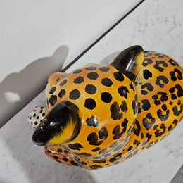 Vintage Italian Ceramic Young Leopard