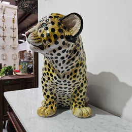 Large Vintage Terracotta Young Leopard