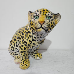 Appealing Large Vintage Terracotta Young Leopard Statue | Antique & Vintage | Moonee Ponds Antiques | Australia Wide Delivery