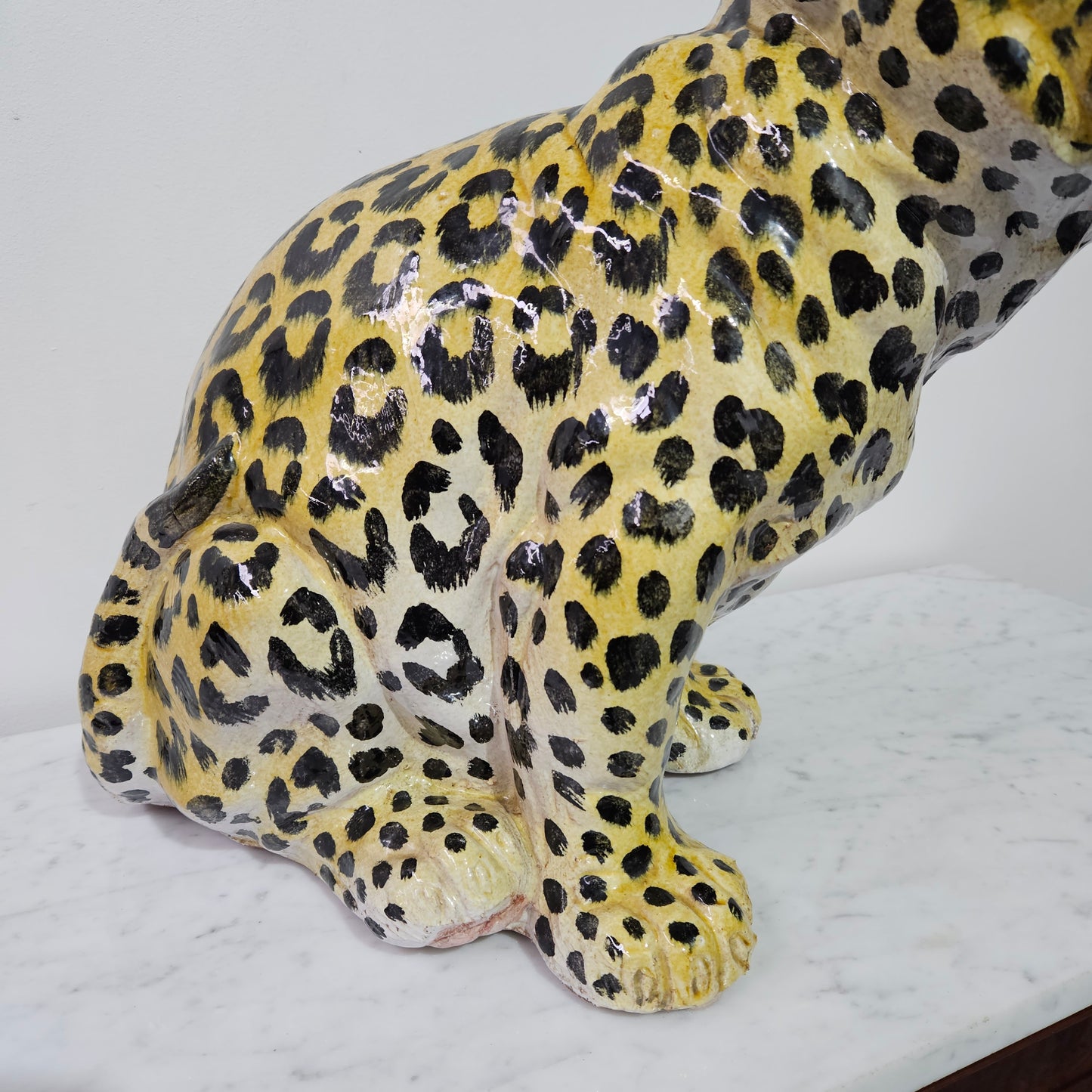 Appealing Large Vintage Terracotta Young Leopard Statue