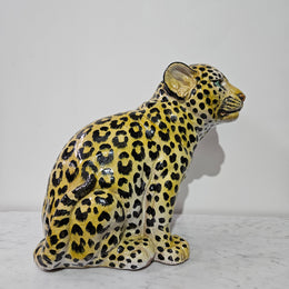 Appealing Large Vintage Terracotta Young Leopard Statue
