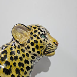 Appealing Large Vintage Terracotta Young Leopard Statue