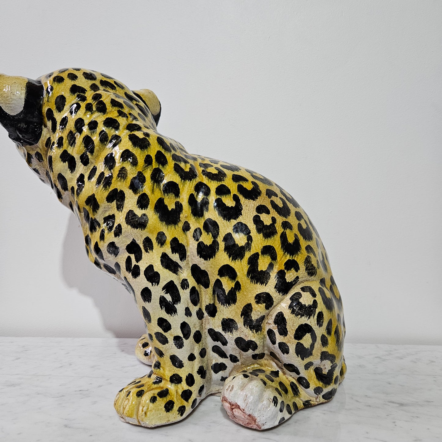 Appealing Large Vintage Terracotta Young Leopard Statue