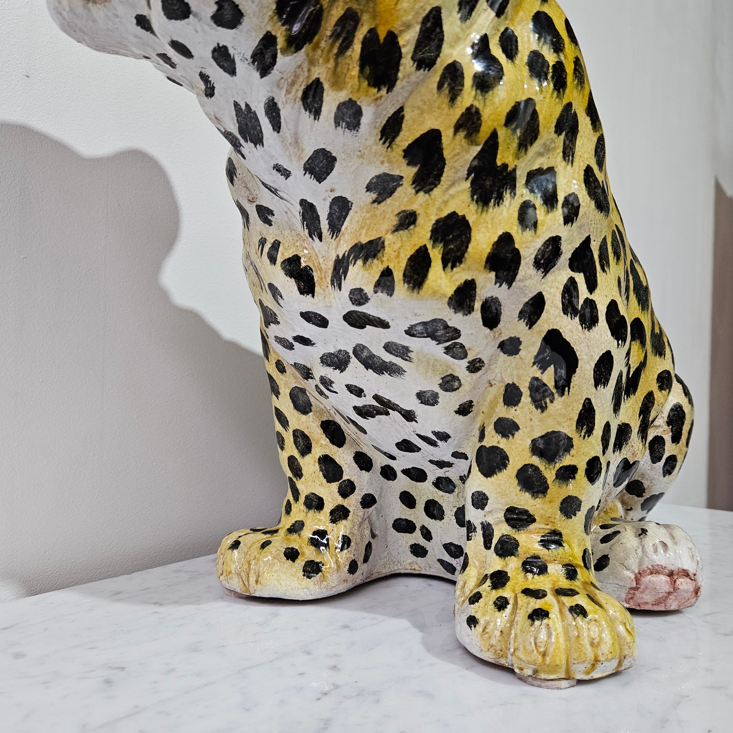 Appealing Large Vintage Terracotta Young Leopard Statue