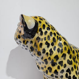 Appealing Large Vintage Terracotta Young Leopard Statue