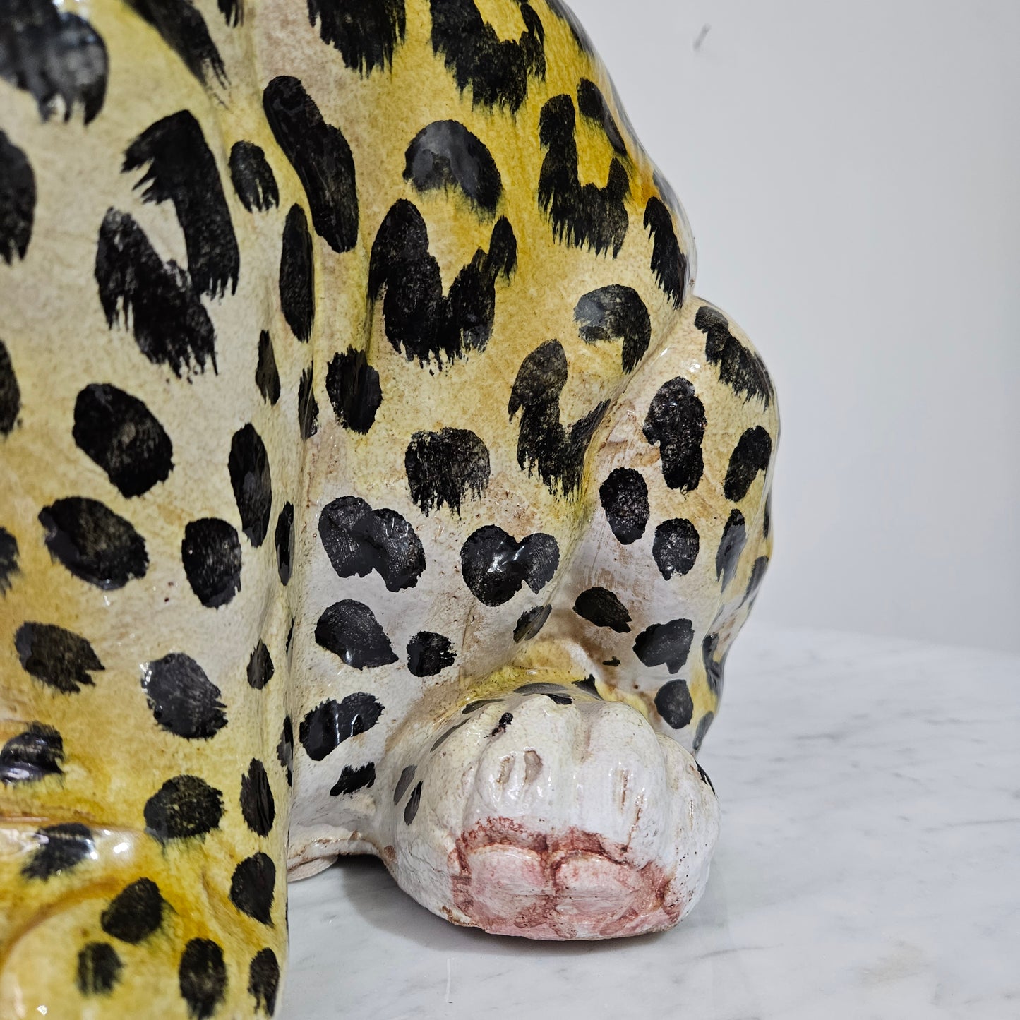 Appealing Large Vintage Terracotta Young Leopard Statue