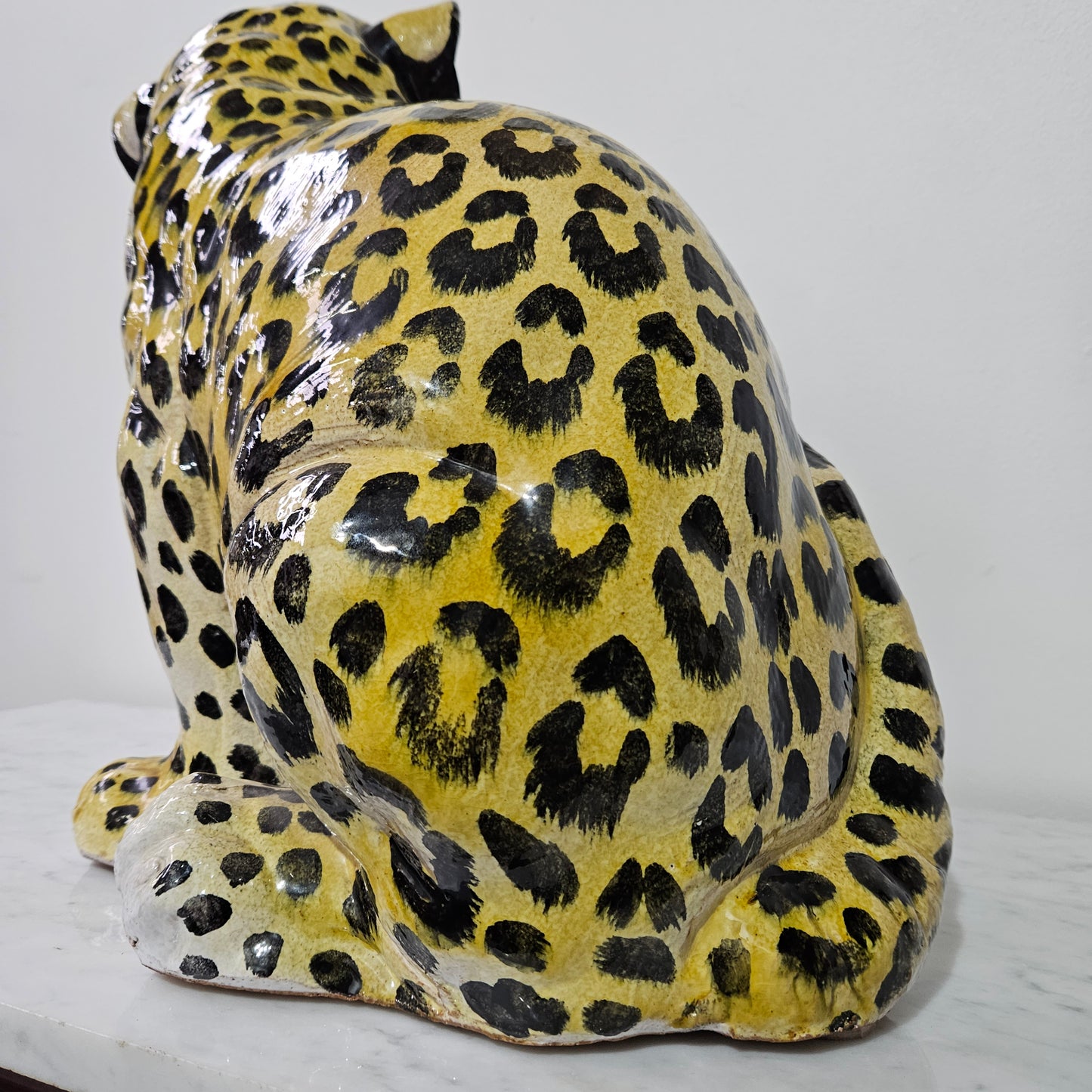 Appealing Large Vintage Terracotta Young Leopard Statue