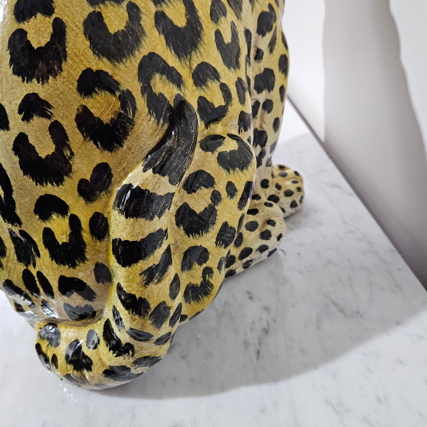 Appealing Large Vintage Terracotta Young Leopard Statue