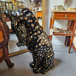 Imposing Black and Gold Italian Ceramic Roaring Leopard | Antique & Vintage | Moonee Ponds Antiques | Australia Wide Delivery