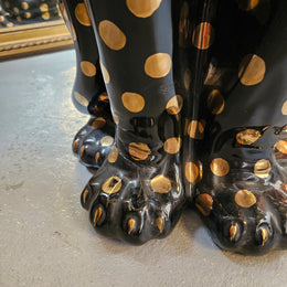 Imposing Black and Gold Italian Ceramic Roaring Leopard