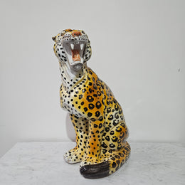 Stunning Vintage Italian Terra Cotta Roaring Leopard