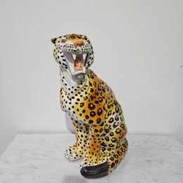 Stunning Vintage Italian Terra Cotta Roaring Leopard