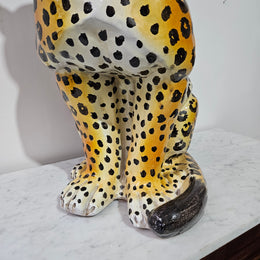 Stunning Vintage Italian Terra Cotta Roaring Leopard