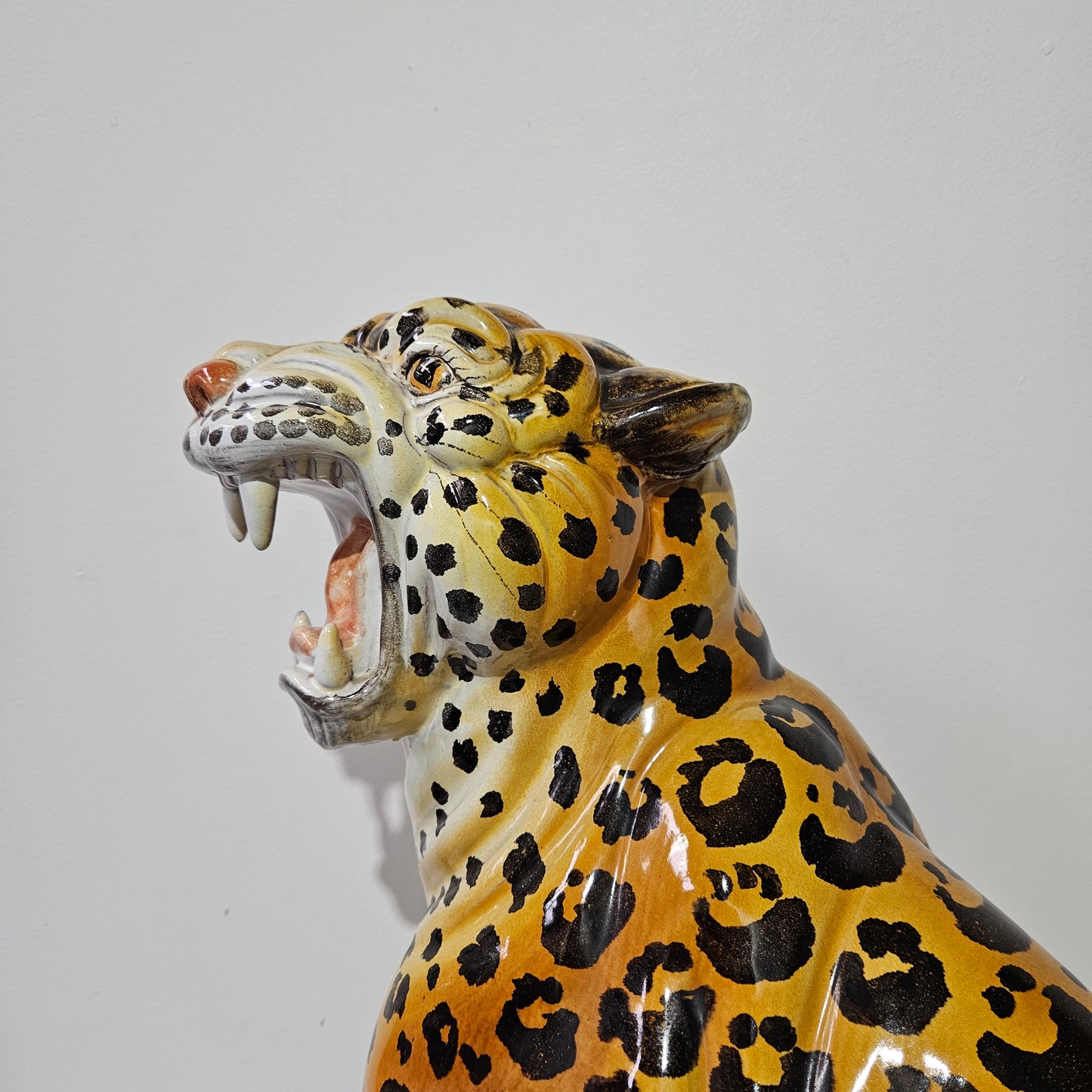 Stunning Vintage Italian Terra Cotta Roaring Leopard