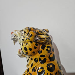 Stunning Vintage Italian Terra Cotta Roaring Leopard