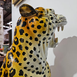 Stunning Vintage Italian Terra Cotta Roaring Leopard