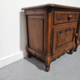 Pair of French Oak Low Wooden Top Bedside Cabinets