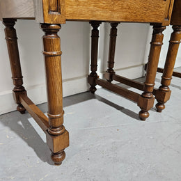 Pair French Oak Henry II Style Marble Top Low Bedsides