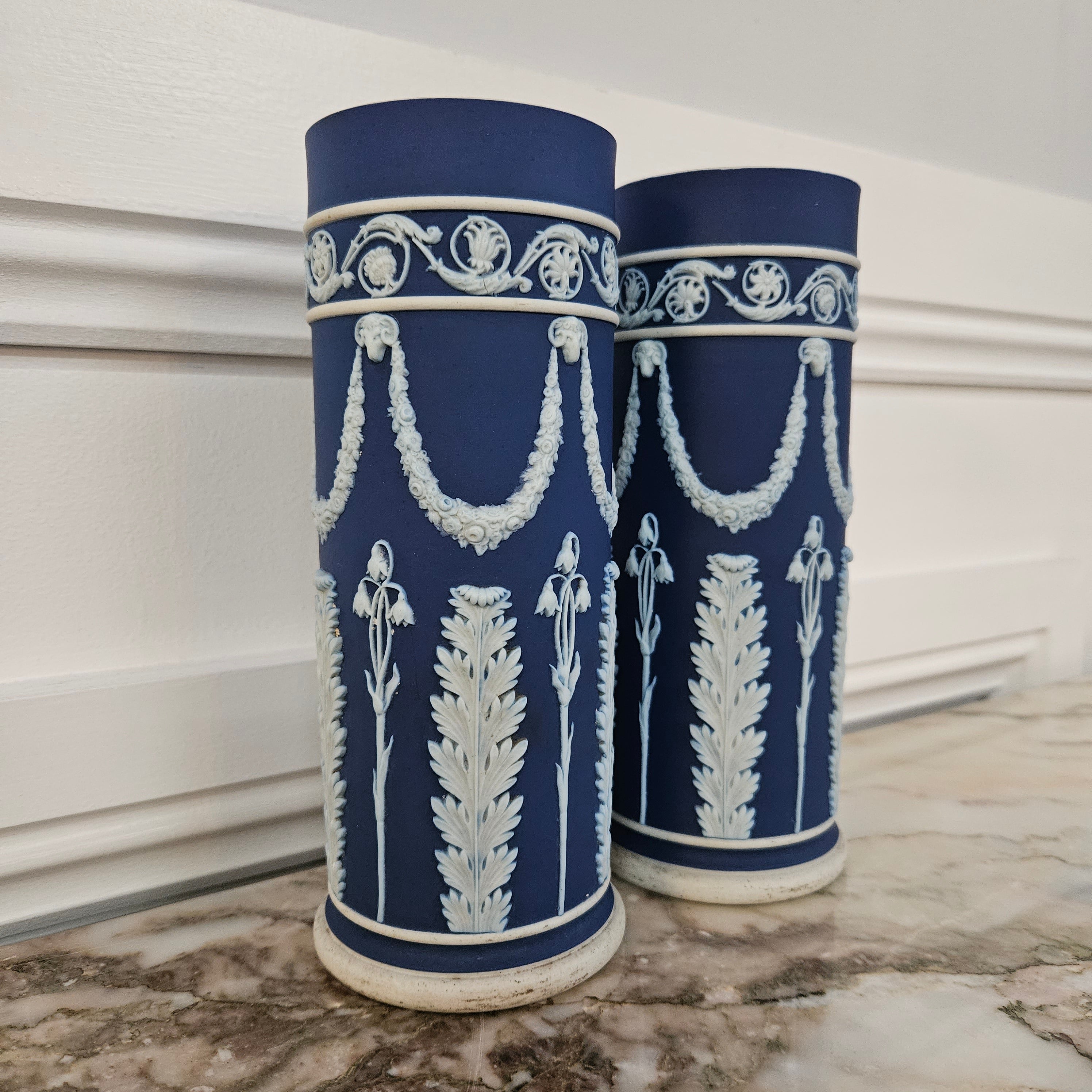Pair Of Edwardian Wedgewood Cylindrical Vases | Antique & Vintage | Moonee Ponds Antiques | Australia Wide Delivery