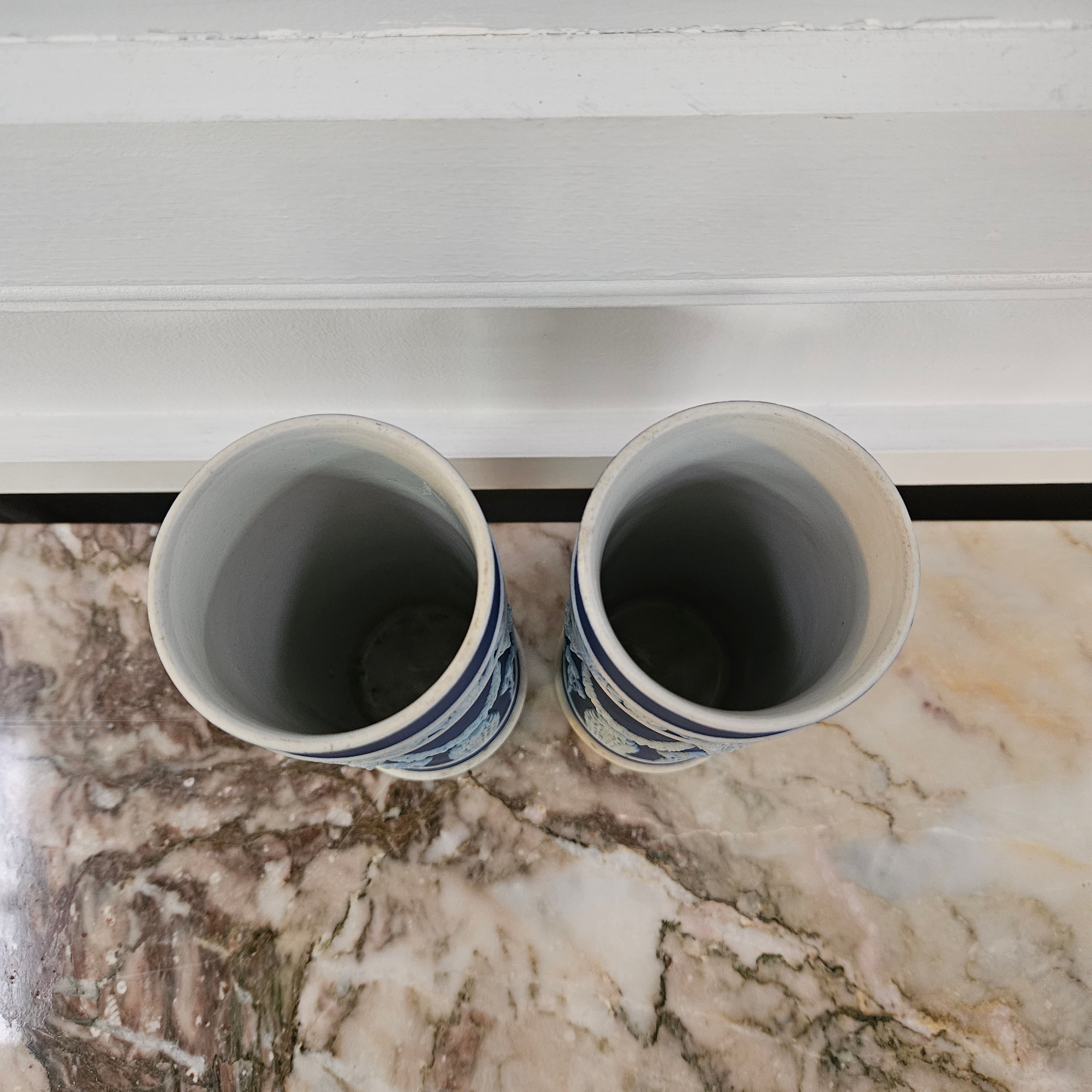 Pair Of Edwardian Wedgewood Cylindrical Vases | Antique & Vintage | Moonee Ponds Antiques | Australia Wide Delivery