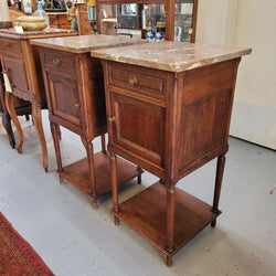 Pair of French Oak Louis XVI Style Marble Top Bedside Tables | Antique & Vintage | Moonee Ponds Antiques | Australia Wide Delivery