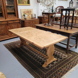 French Parquetry Top Fruitwood Dining Table