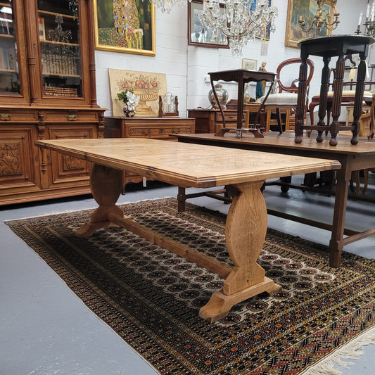 French Parquetry Top Fruitwood Dining Table