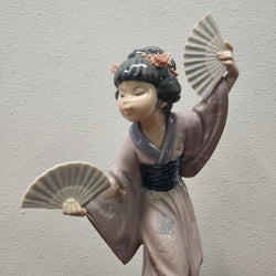 Stunning Lladro Geisha Dancing Girl with fans. | Antique & Vintage | Moonee Ponds Antiques | Australia Wide Delivery
