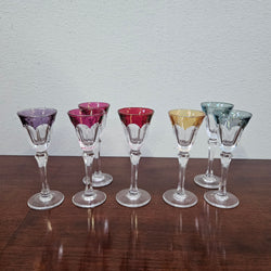 Set of 7 attractive Stemmed Liqueur Glasses | Antique & Vintage | Moonee Ponds Antiques | Australia Wide Delivery