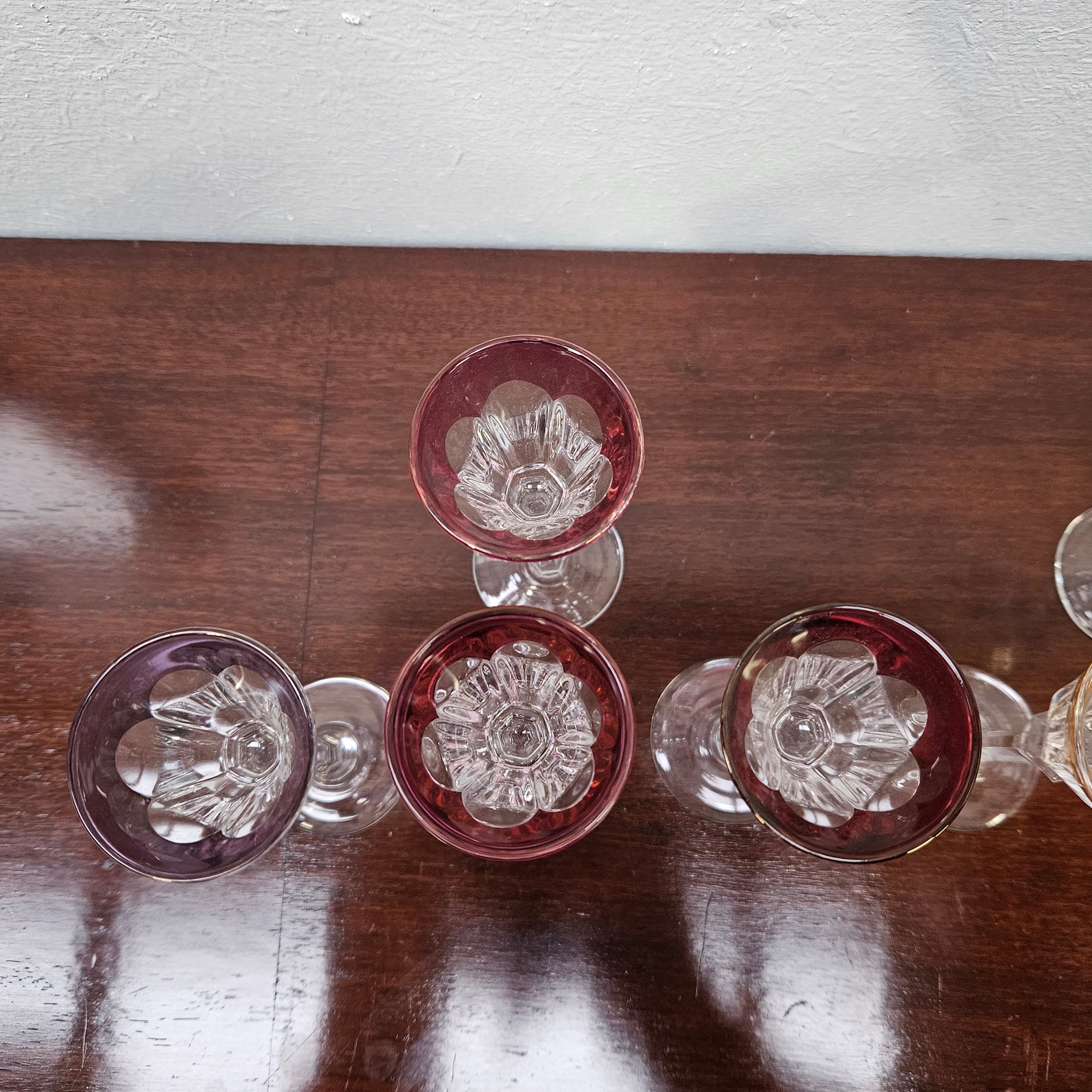 Set of 7 attractive Stemmed Liqueur Glasses | Antique & Vintage | Moonee Ponds Antiques | Australia Wide Delivery