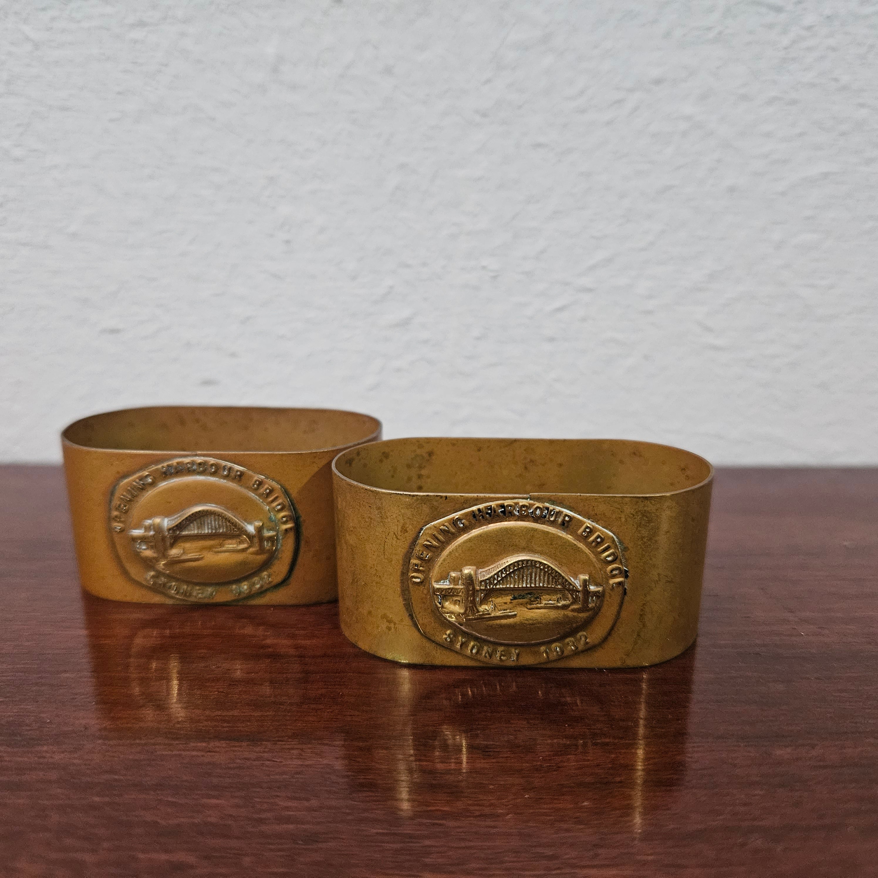 Pair of Vintage Sydney Harbour Bridge Opening Serviette Rings | Antique & Vintage | Moonee Ponds Antiques | Australia Wide Delivery