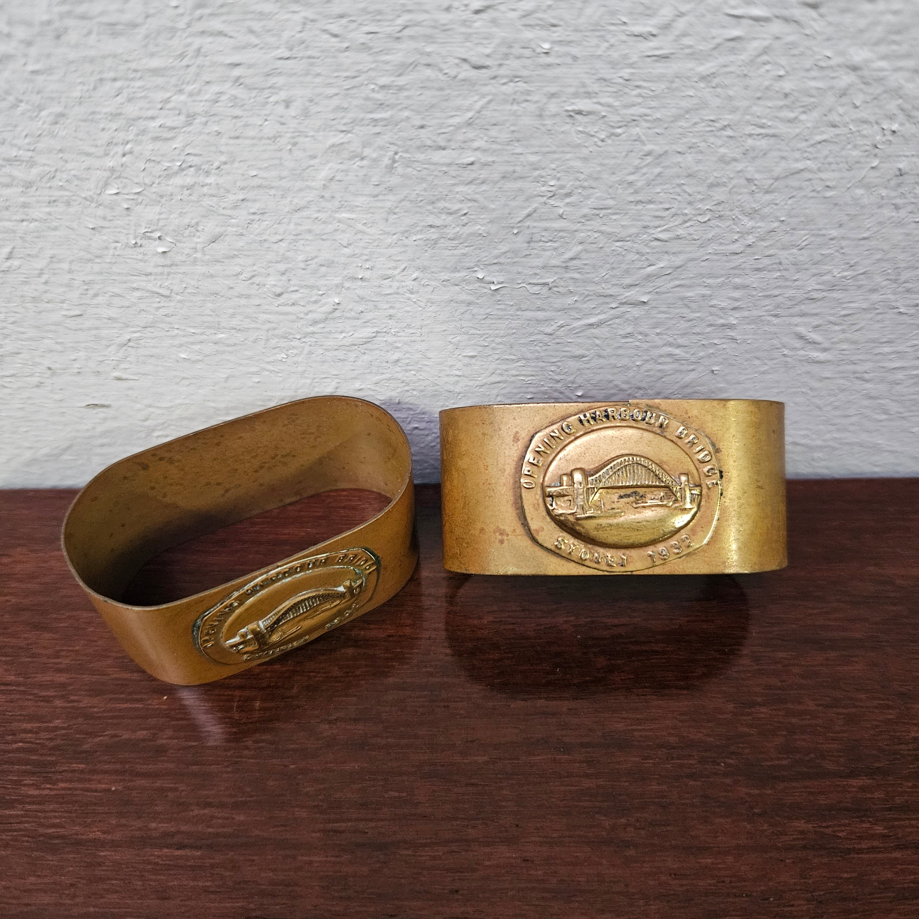 Pair of Vintage Sydney Harbour Bridge Opening Serviette Rings | Antique & Vintage | Moonee Ponds Antiques | Australia Wide Delivery