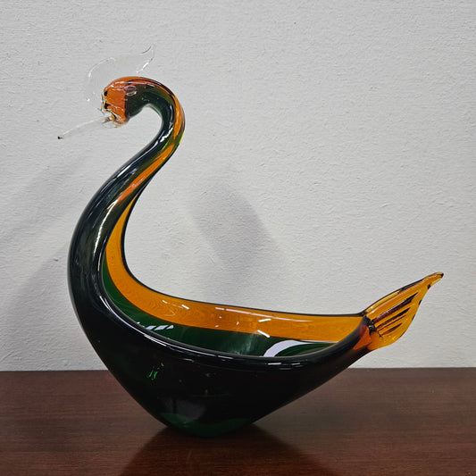 Vintage Murano "Sommerso" Glass Swan