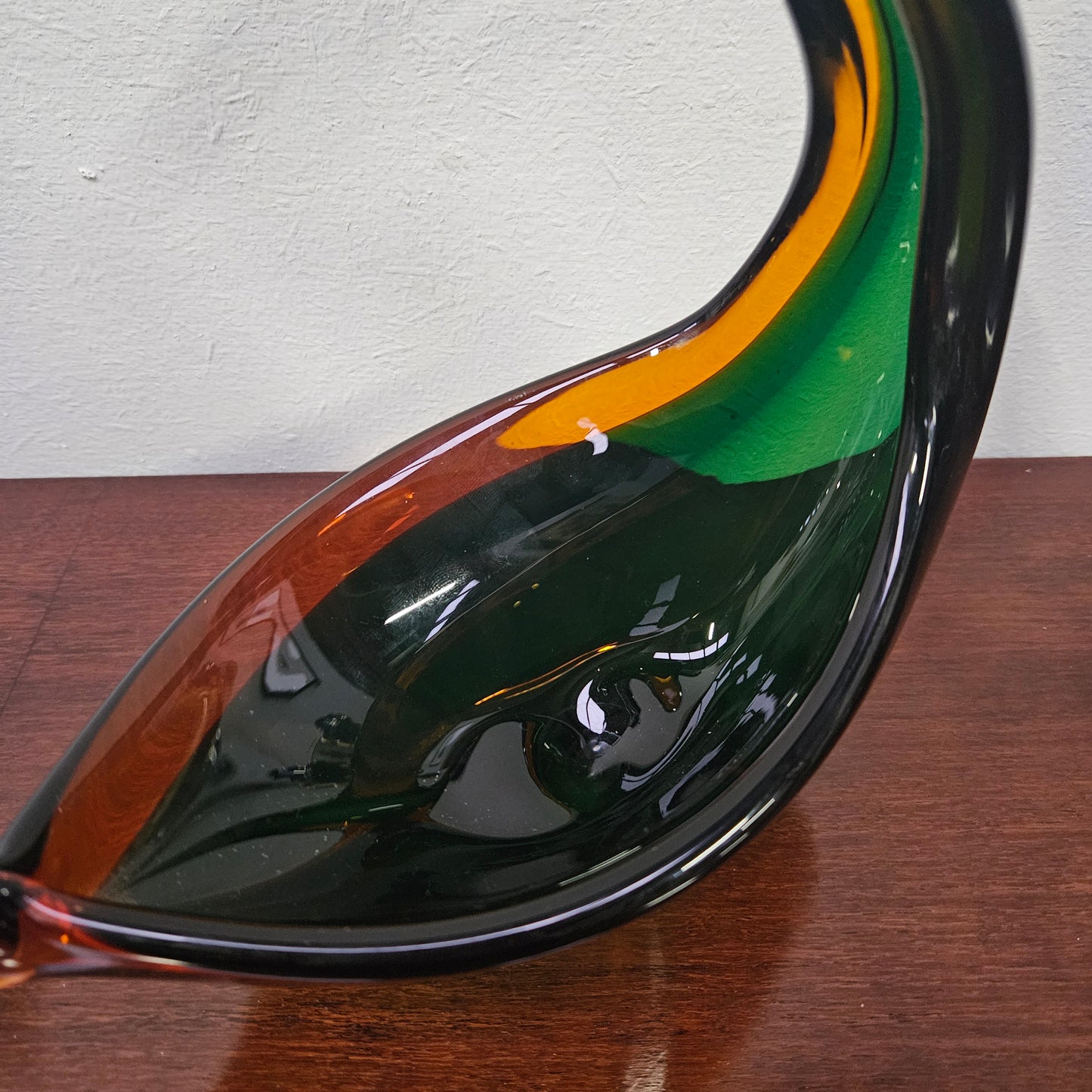 Vintage Murano "Sommerso" Glass Swan