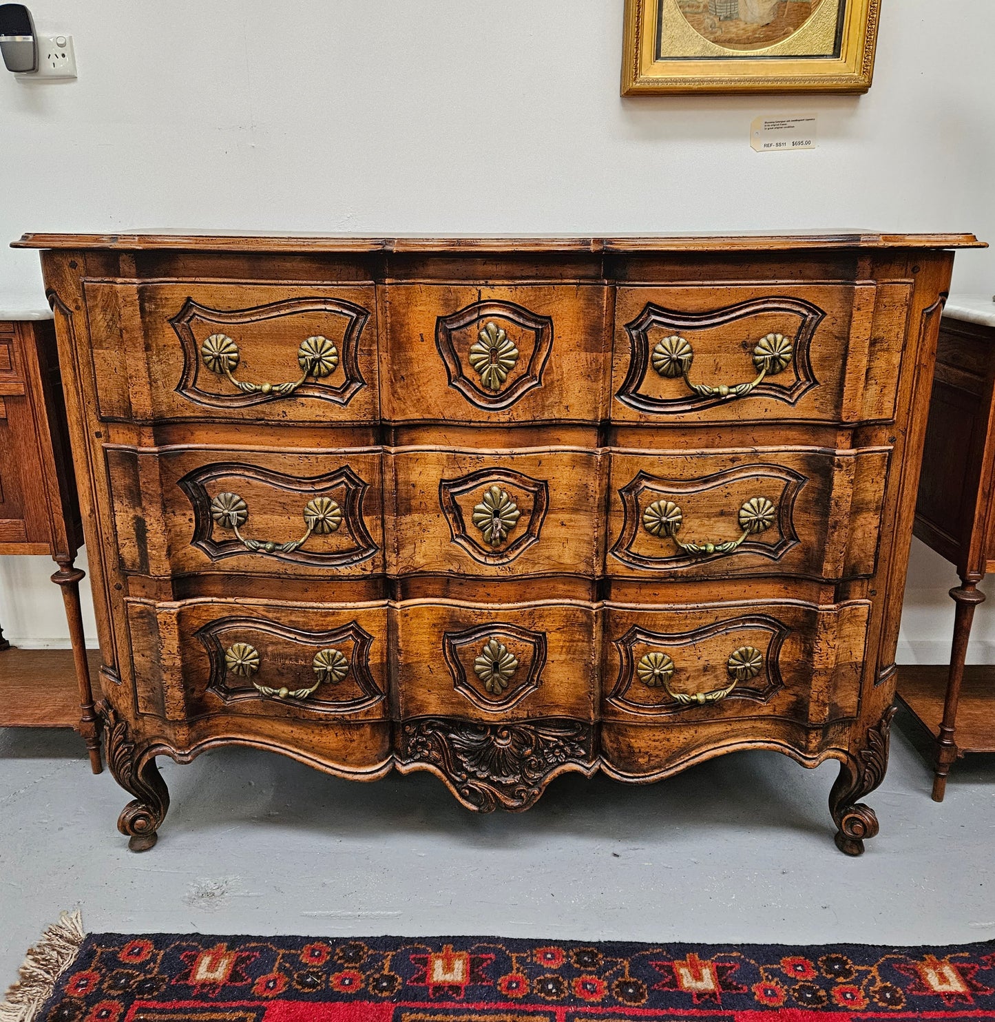 French Walnut Louis XV Style Stunning Chest of Three Drawers