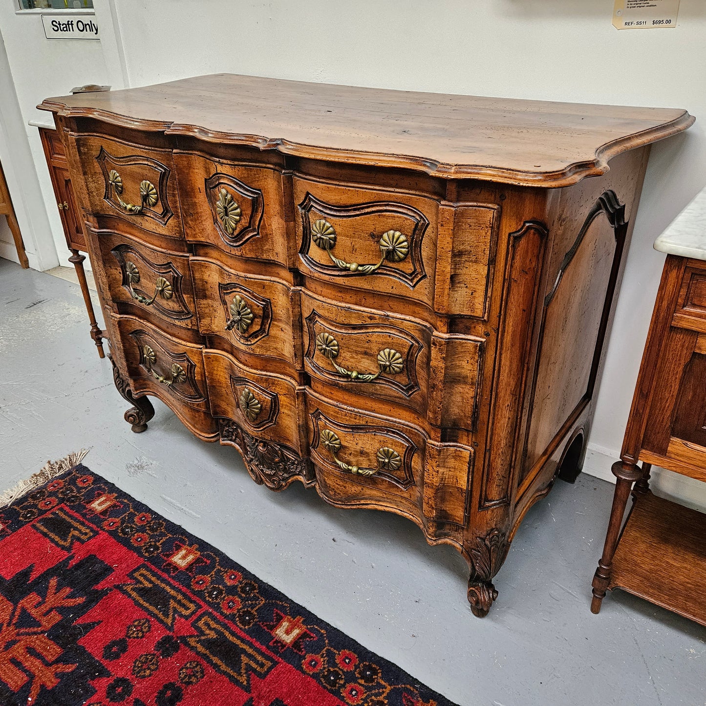 French Walnut Louis XV Style Stunning Chest of Three Drawers