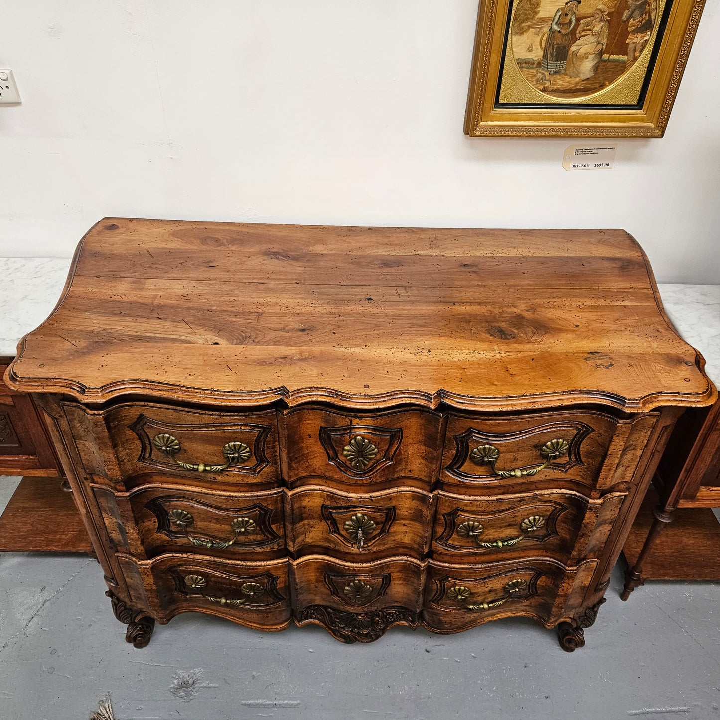 French Walnut Louis XV Style Stunning Chest of Three Drawers