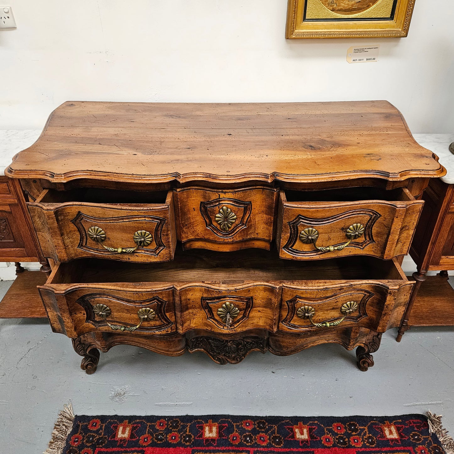 French Walnut Louis XV Style Stunning Chest of Three Drawers