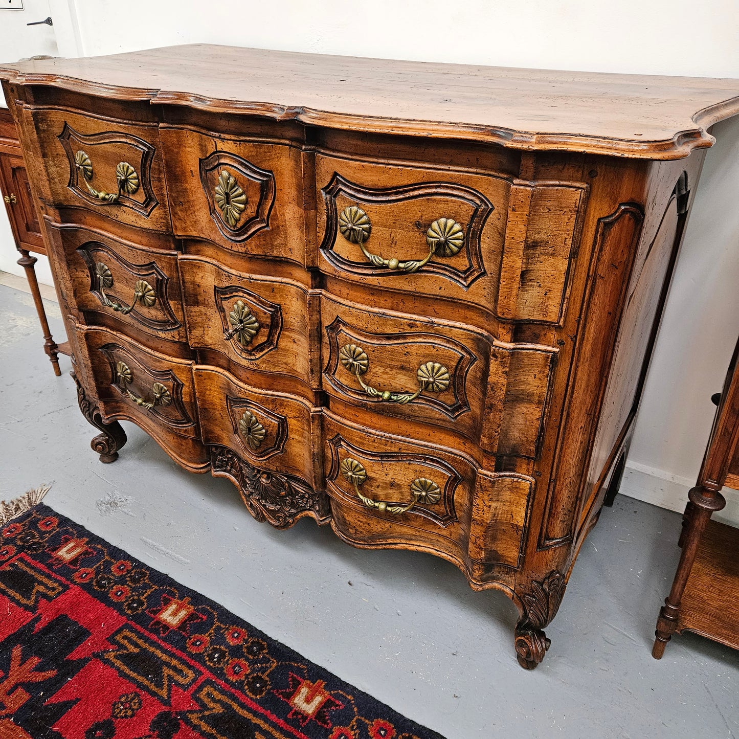 French Walnut Louis XV Style Stunning Chest of Three Drawers