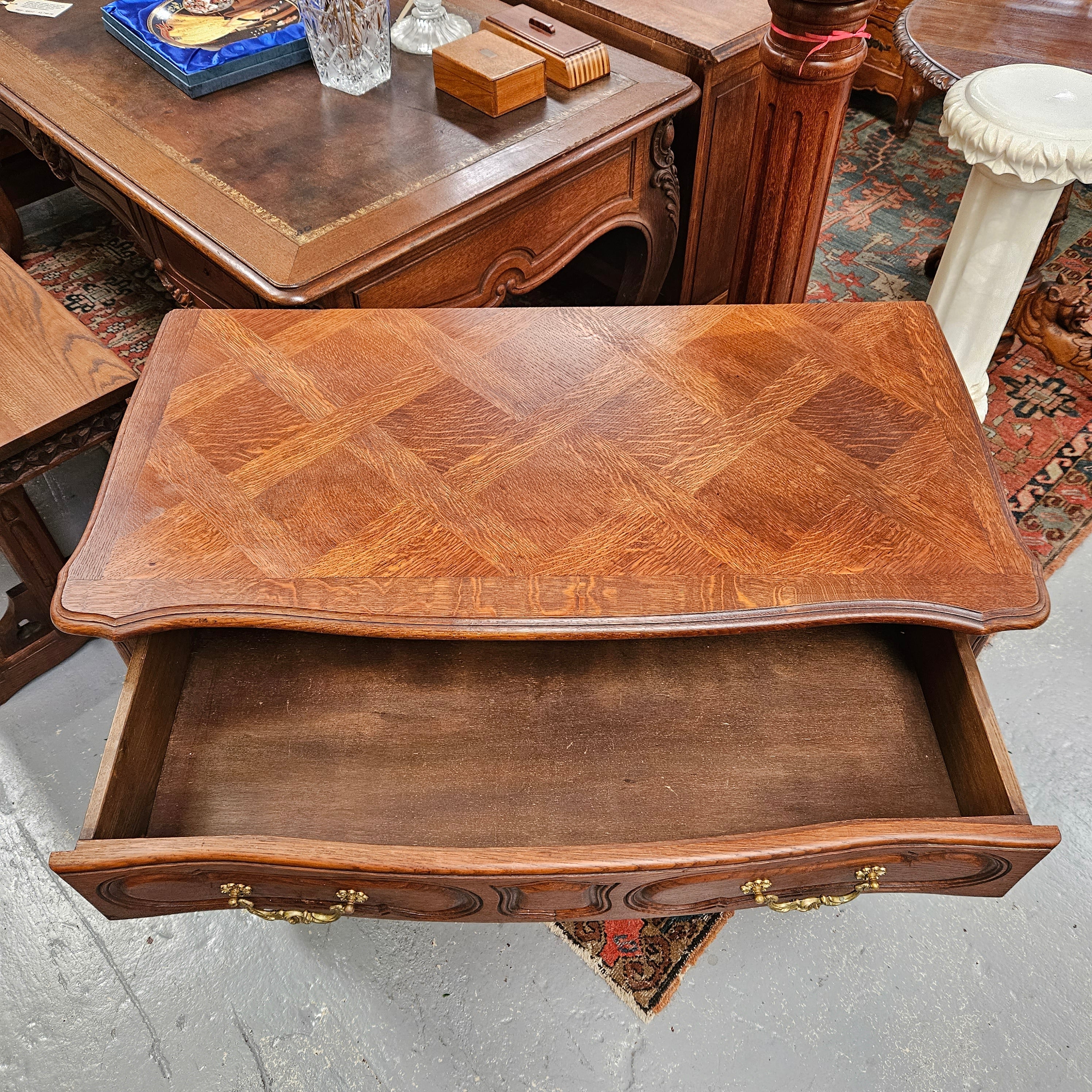 Antique French Oak Parquetry Top Chest of Drawers | Antique & Vintage | Moonee Ponds Antiques | Australia Wide Delivery