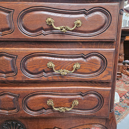 Antique French Oak Parquetry Top Chest of Drawers
